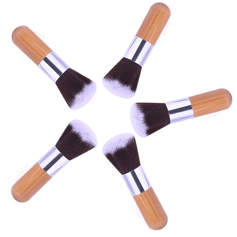 5 шт. круглая головка кисти для макияжа Бамбуковая ручка пудра основы косметика