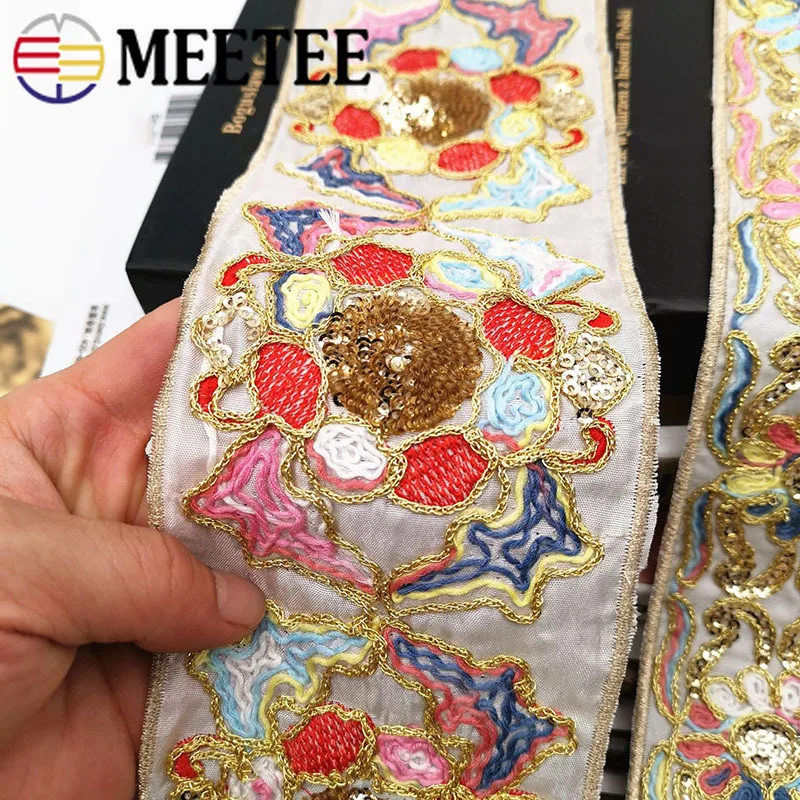 4 м Этническая золотая нить Блестки Кружева отделка ткань обувь платье