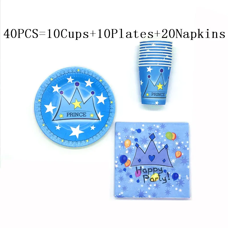 40 шт./лот принца с короной для детей на день рождения вечерние бумага 20 штук