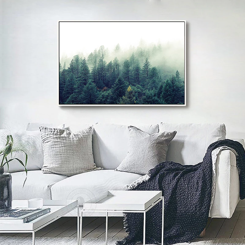 Северный лес дерево пейзаж печать на холсте декоративное растение вышивка с