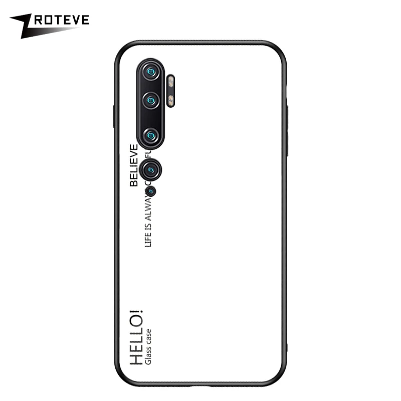 Белый Note 10 Pro Чехол Zroteve силиконовая рамка стеклянная крышка для Xiaomi mi Note 10 чехол обесцвечивающее стекло задняя крышка Xia mi Xio mi Note 10 - Цвет: Белый