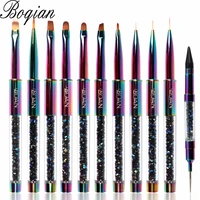 bqan 11109pcs rainbow nail brush gel brush for manicure acrylic uv gel extension pen nail polish painting drawing brush paint