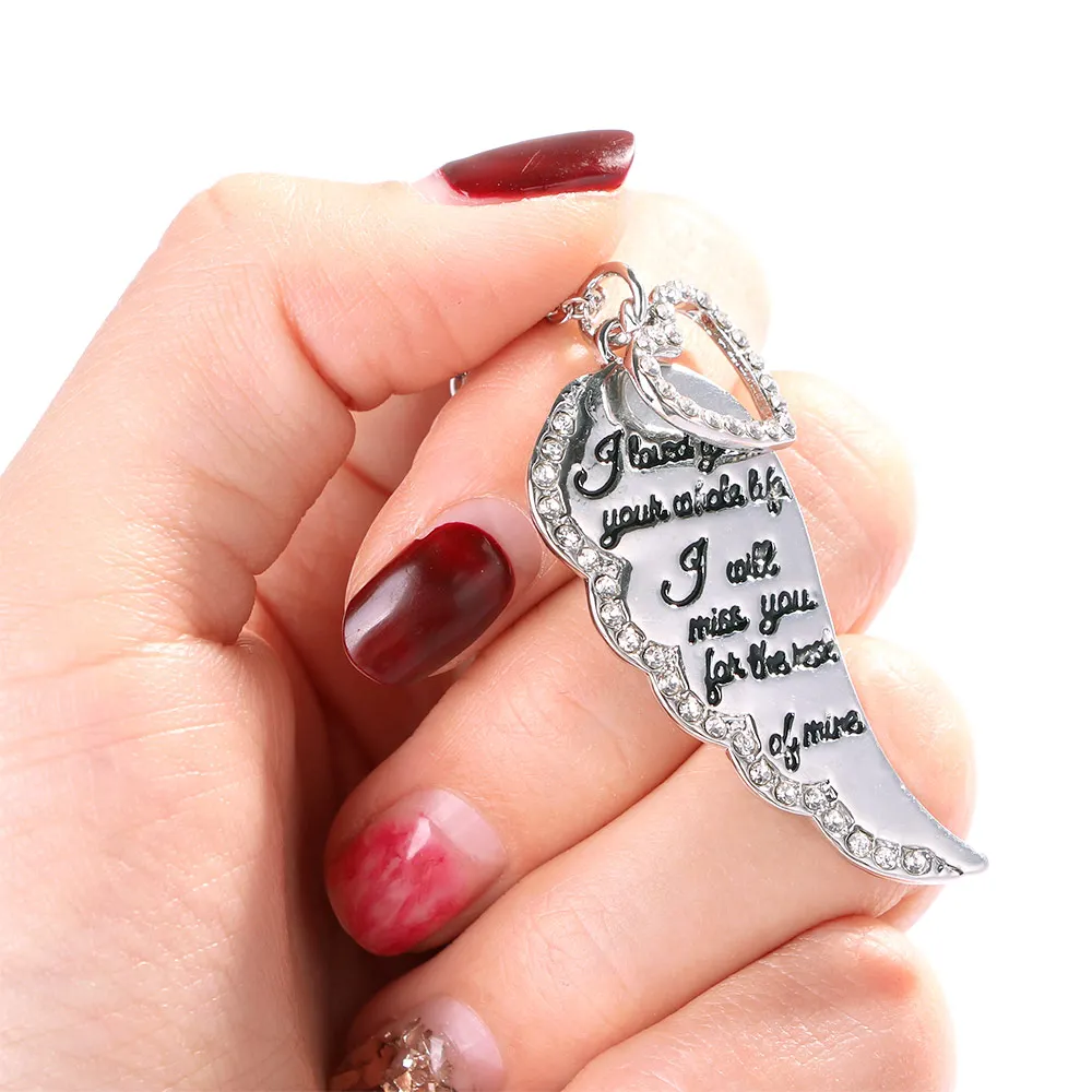 Ожерелье из розового золота с крыльями ангела ожерелье надписью Miss Lover