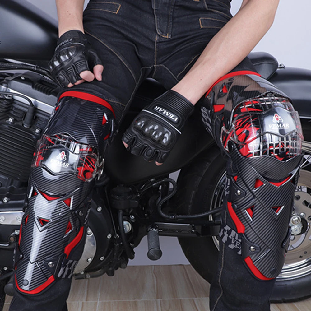 

Red Motorcycle Knee Pad Men Protective Gear Knee Gurad MX DH Motorbike Knee Protector Rodiller Equipment Motocross Moto Armor