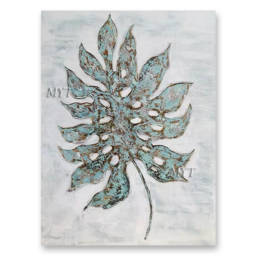 Художественные настенные Подвески с большой текстурой акриловые листья Картина