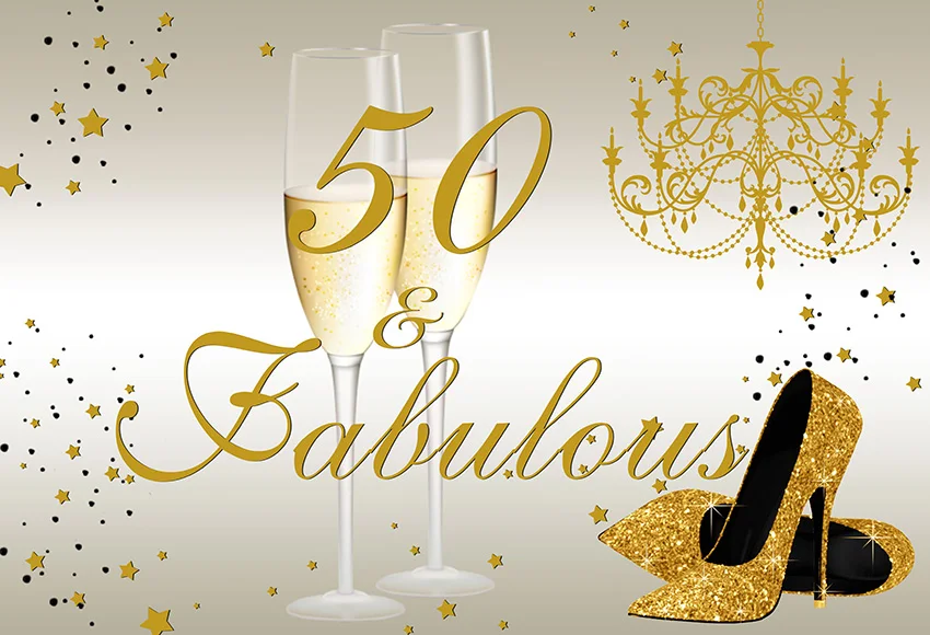 

Mehofond Photography Background Happy 50th Birthday Party Gold Polka Dot High Heels Decorate Photocall Photophone Photo Studio