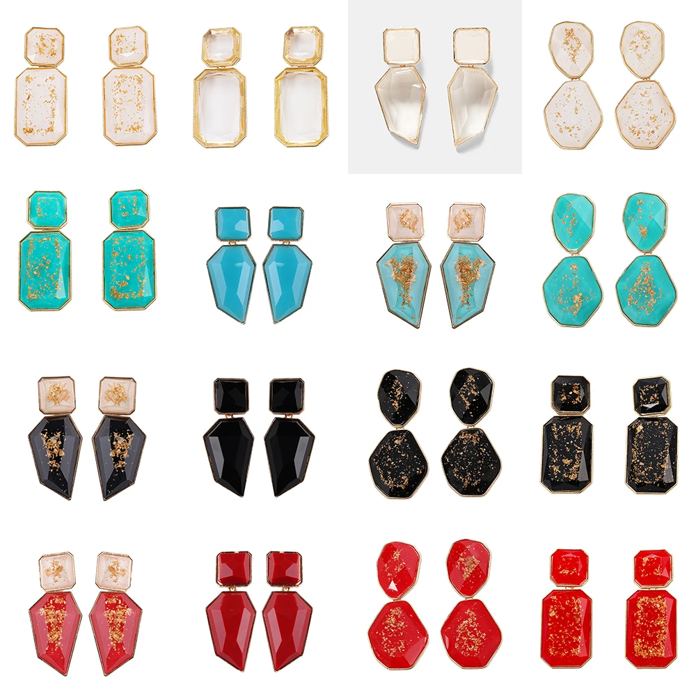 Серьги из смолы в стиле бохо прозрачные чистый цвет многоугольные висячие серьги