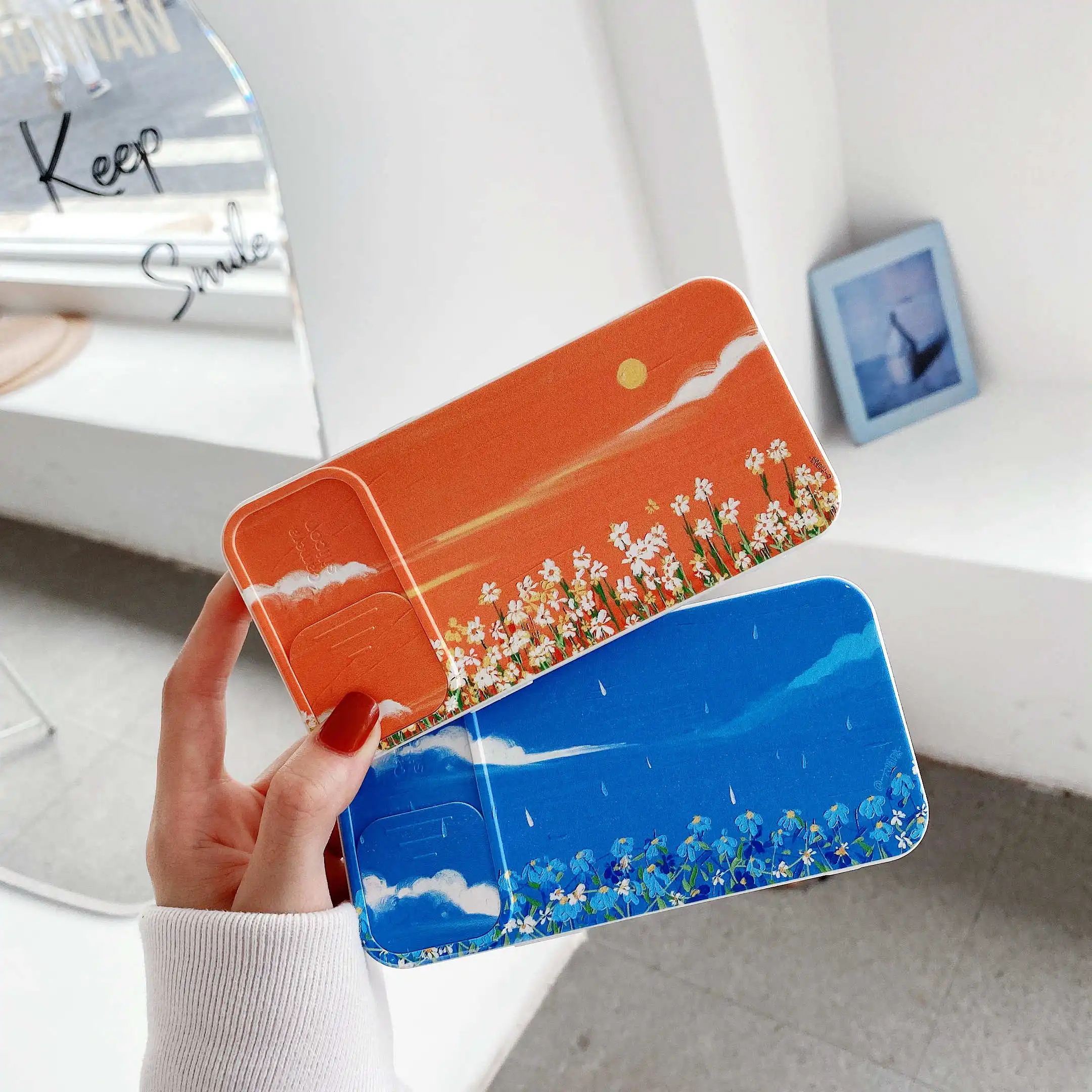 

Flowers Fresh Clean Camera Lens Protection Case on For iPhone 11 12 Pro Max 87 Plus Xr Xs Max X Xs 12 Lens push and Pull Cover