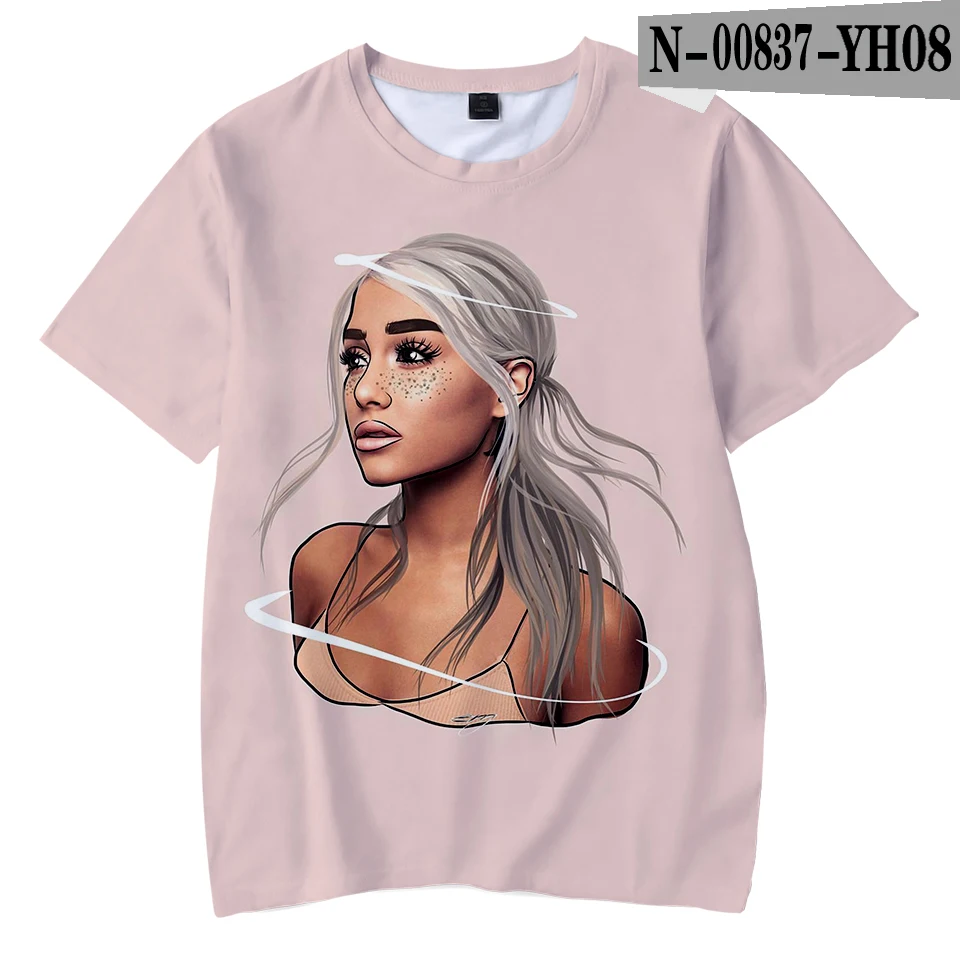 Футболка с 3D принтом «Thank you next Ariana Grande», милая Повседневная модная летняя футболка с круглым вырезом и короткими рукавами для детей - Цвет: 3D