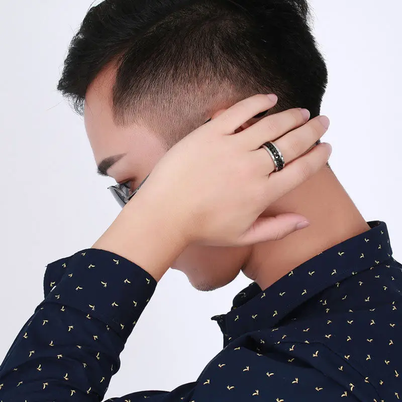 Кольцо-Спиннер мужское из нержавеющей стали и титана ювелирное изделие в стиле