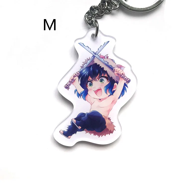 Коричневый Demon Slayer: Kimetsu no Yaiba акриловый брелок для ключей аниме Kamado Tanjirou - Цвет: Коричневый