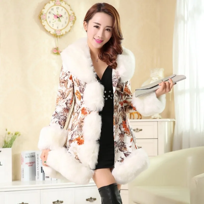 Высокое качество зима 2020 новое пальто с меховым воротником женская мода цветок