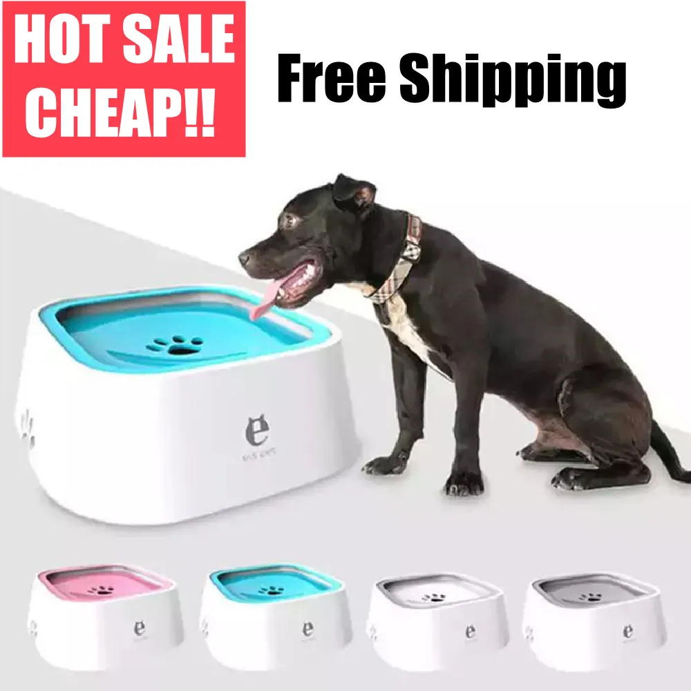 

Dog Water Bowl 1.5L Pet Floating Bowl Non-Wetting Mouth Slow Water Feeder Anti-overflow Portable Bowls And Drinkers Dog Supplies