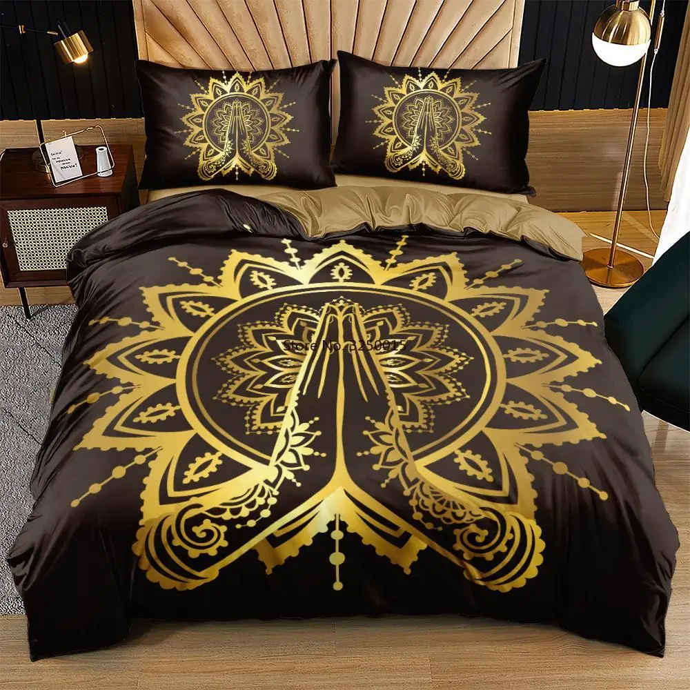

Paisley Design Duvet Cover Set Retro Style Quilt Covers 3 Piece Gold Color Bed Linens King Bedding Sets Queen Size Bedspreads