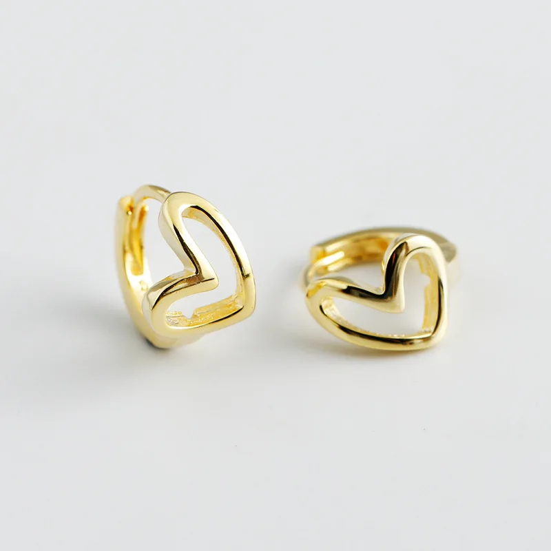 

New Hot Personality Fashion S925 Sterling Silver Earrings With Heart Shaped Trendy Cute Simple Smooth Ball Shape Jewelry Women