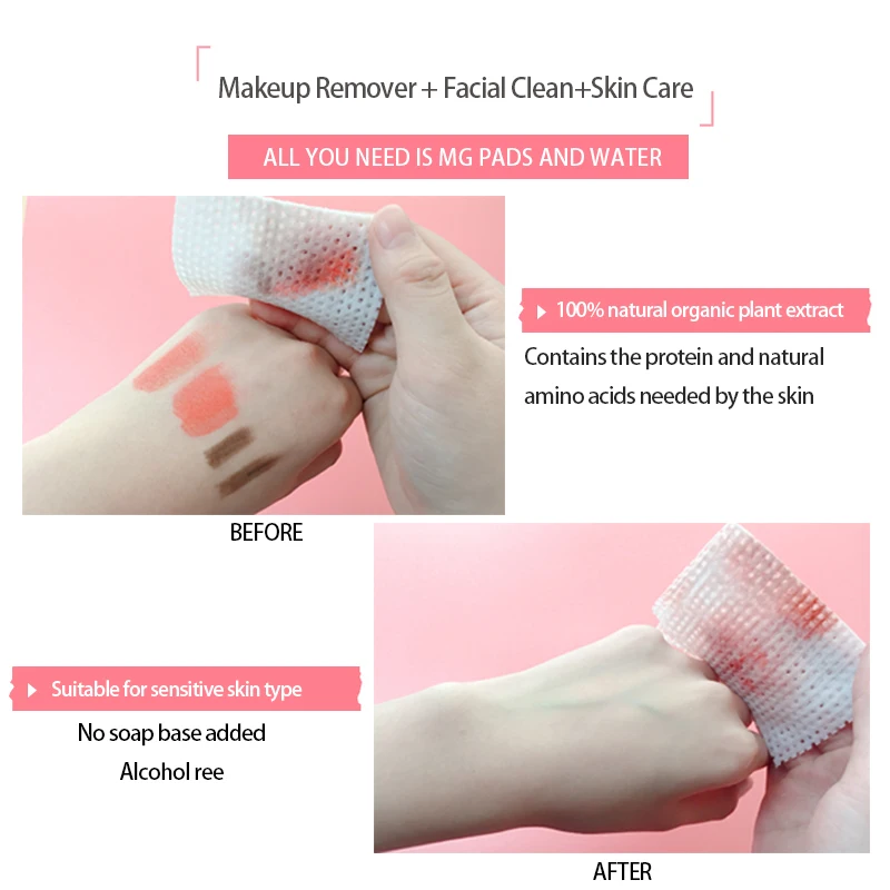 

Miss Gorgeous 20pc Makeup Remover British New Technology Amino Acid Cleansing Cotton Wipes Female Deep Clean Portable Disposable