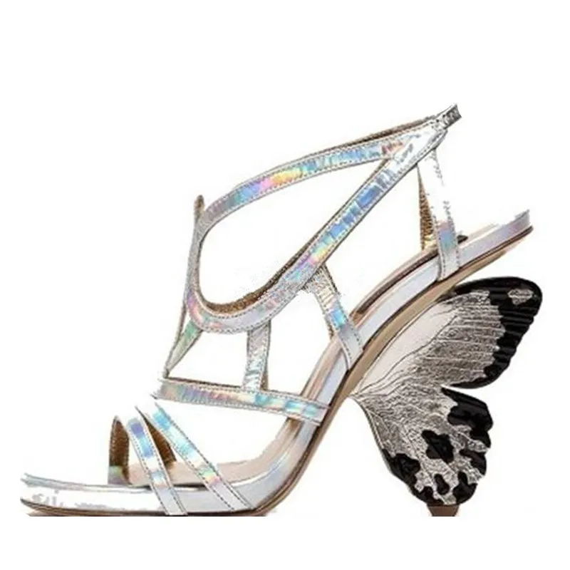 Женские сандалии-гладиаторы из натуральной кожи серебристого цвета с