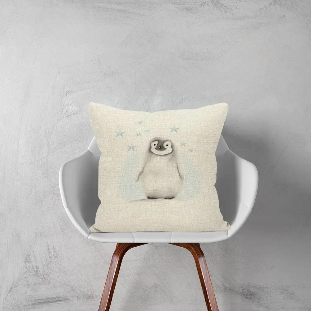 

45CM X 45CM Penguin Pillowcase Single-sided Linen Chairs Decoration Decorations Cute Party Family Durable Seats Sofa Weddin L3H9
