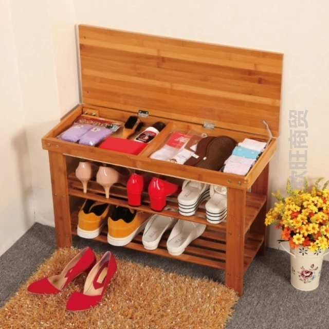 Бамбуковый шкаф для обуви с откидной крышкой можно сидеть скамейка Простая