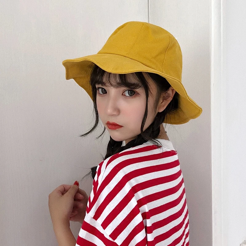 Панама женская универсальная мягкая желтая шляпа от солнца в корейском и