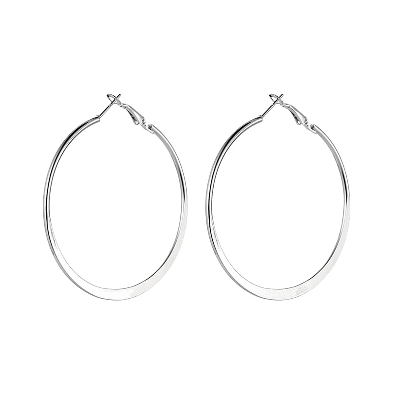 silver 55mm BLIJERY, 3 размера, трендовые большие серьги-кольца, геометрические круглые серьги для женщин, Brincos, Панк ювелирные изделия, подарок - Окраска металла: silver 55mm