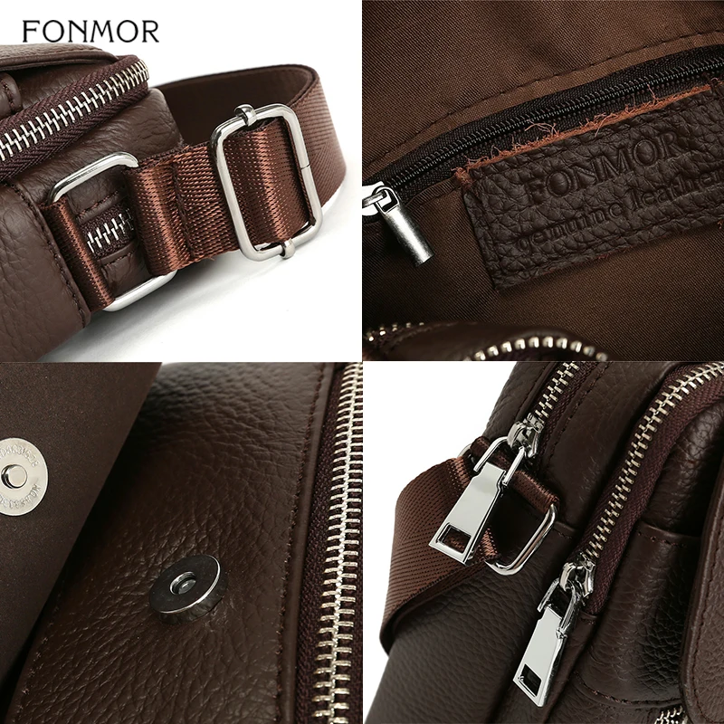 Сумка мессенджер Fonmor мужская из натуральной кожи модный саквояж на ремне через