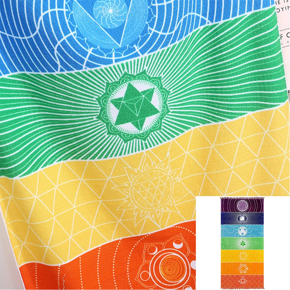 

Bath Spa Tapestry Swimming Tassel Quick Dry Yoga Mat Colourful Outdoor Rectangle Rainbow Print Picnic Travel Beach Towel