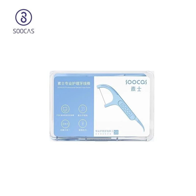 

Зубная нить SOOCAS, 50 шт., зубочистки, палочки для чистки зубов, уход за полостью рта, гигиена полости рта, зубная нить из АБС-пластика, портативн...