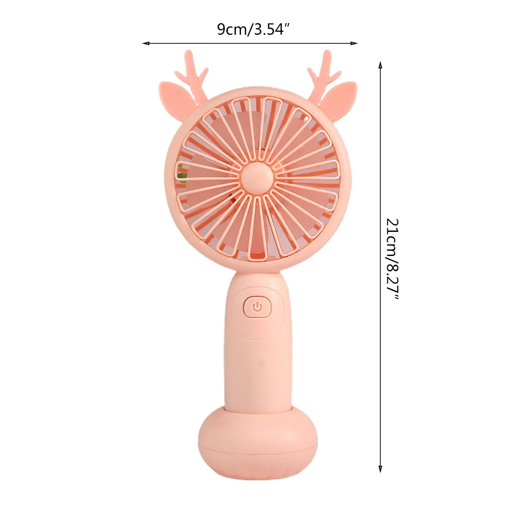 

Cute Round Shape Portable Fan Small Antlers Horn Decorative Mini Handheld Air Cooler USB Charging Small Personal Cooling Tools