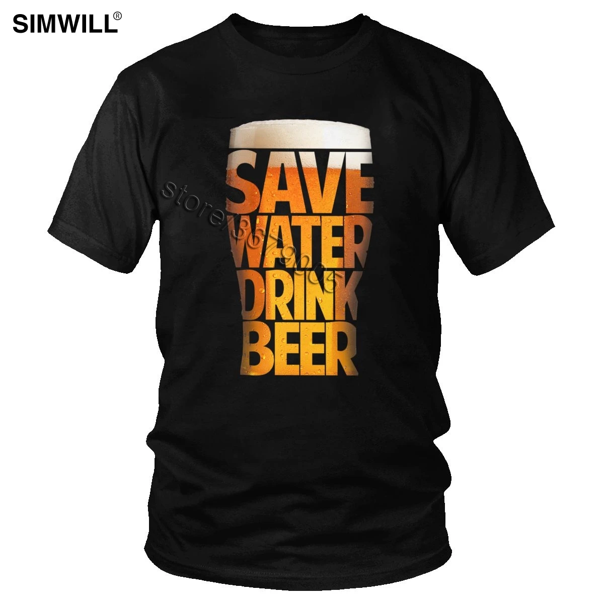 

Футболка мужская хлопковая, с коротким рукавом, с надписью «Save Water Drink Beer»