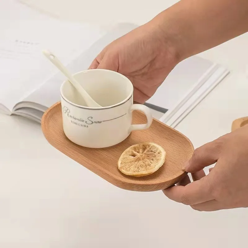 

Durable Wood Coasters Placemats Ellipse Heat Resistant Drink Cake Dessert Tray Mat Table Tea Coffee Cup Plate Pad Non-slip