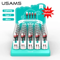 usams 30pcs bundle 1m 2a micro usb type c lightning braided mobile phone cable for iphone samsung xiaomi huawei sync data cable