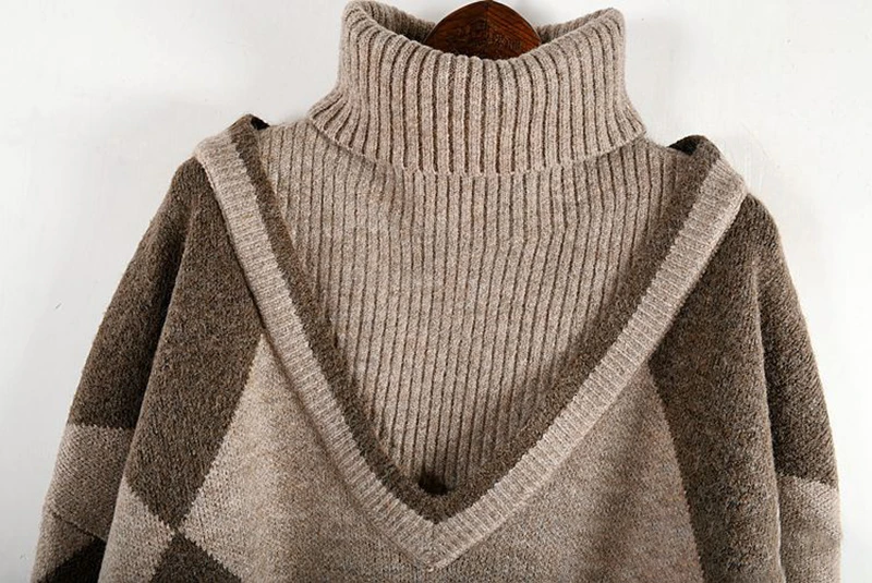 Женский трикотажный свитер CHICEVER с высоким воротом и длинным рукавом зимний 2020 |