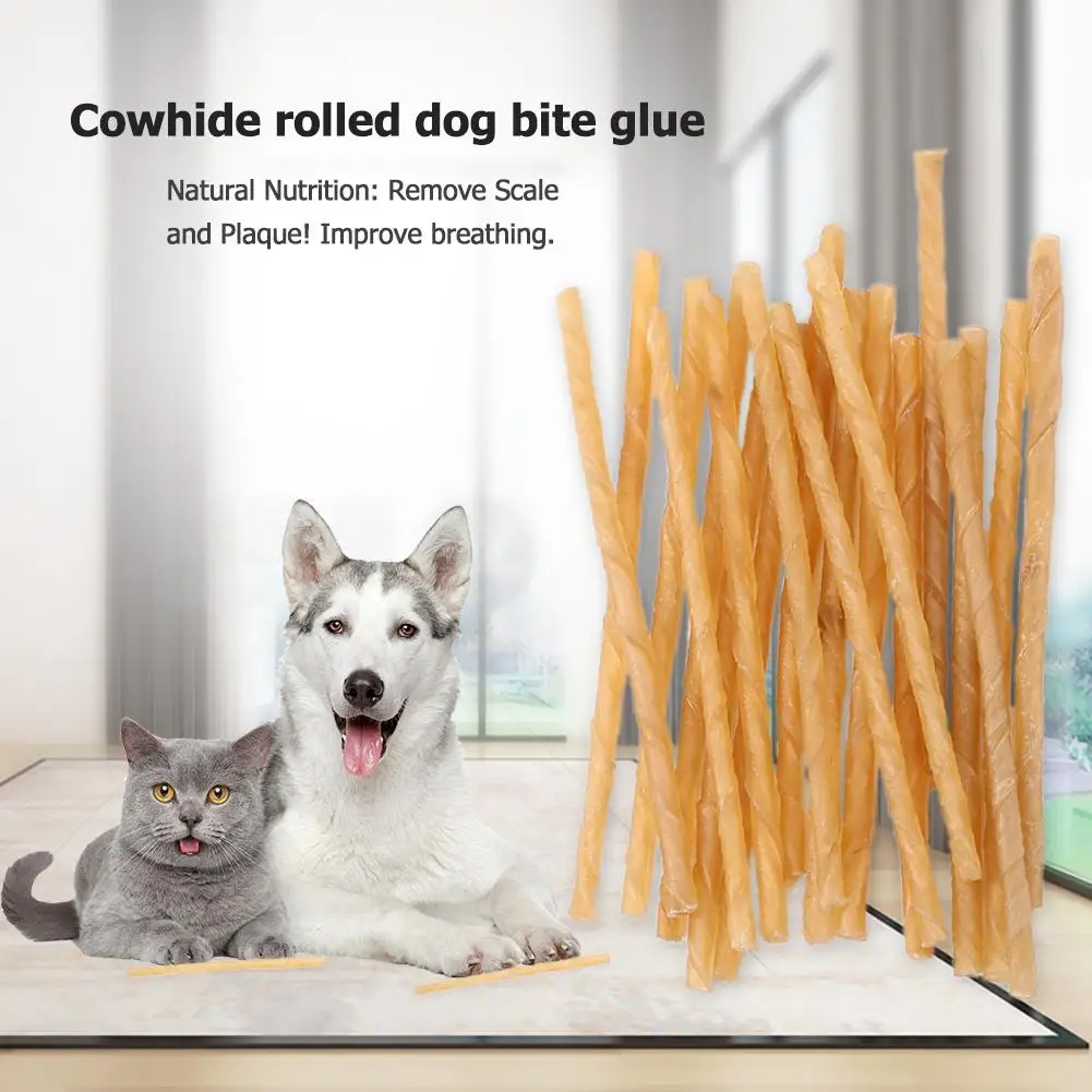 

20pcs Dog Chew Bite Toys Natural Cowhide Roll Molar Stick Puppy Safety Cleaning Teeth Pet Supplies Dog Toys Dog Molars