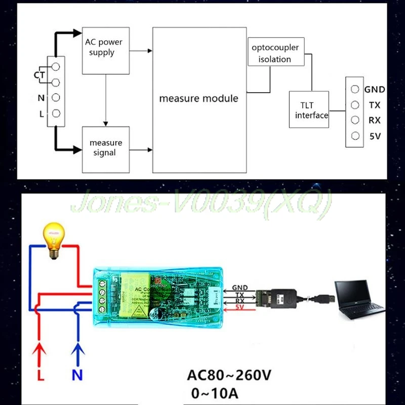 PZEM-004T 3 0 модуль связи версии TTL Modbus-RTU измеритель мощности кВтч переменного тока