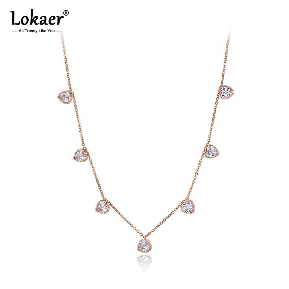Модное богемное ожерелье Lokaer из нержавеющей стали с кубическим кристаллом Love