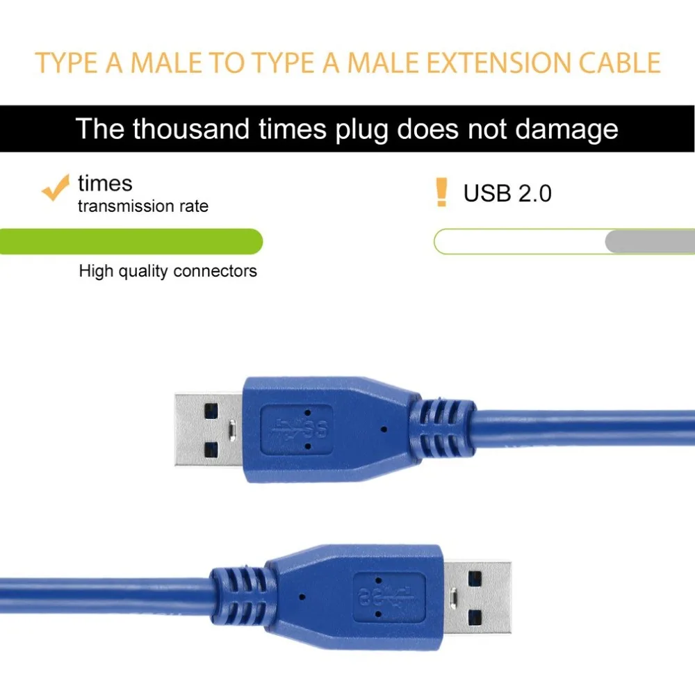 

Mining Cable Portable Blue Solid 3FT/1M Superspeed Computer USB 3.0 Type A Male To A Male M/M M2M Extension Cable Wire Cord