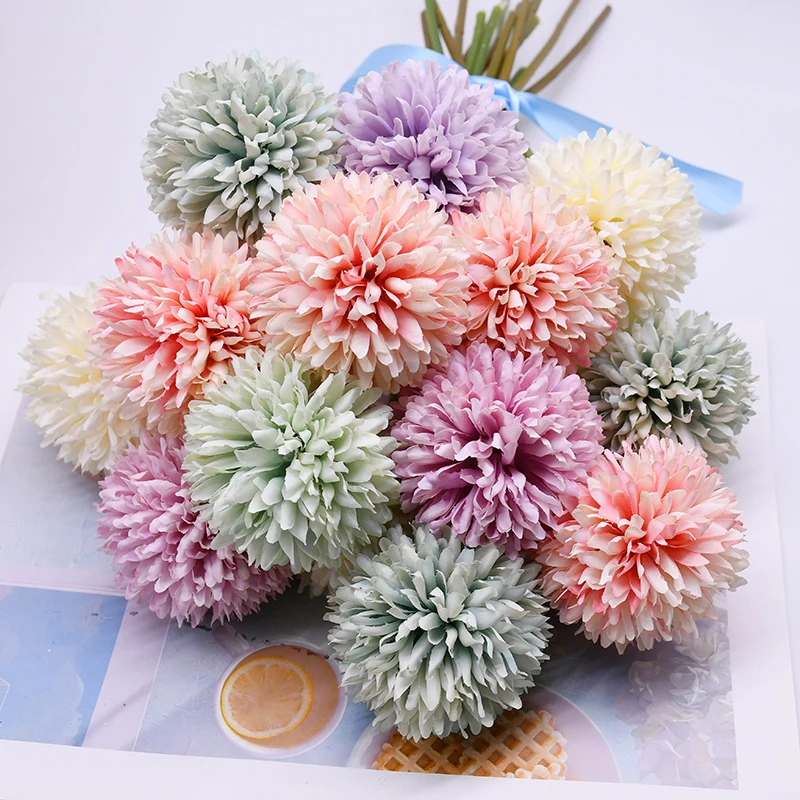 

5pcs Dandelion Flower Ball Simulation Silk Artificial Flowers DIY Wedding Party Table Decoration Bride Hold Bouquet Home Decor