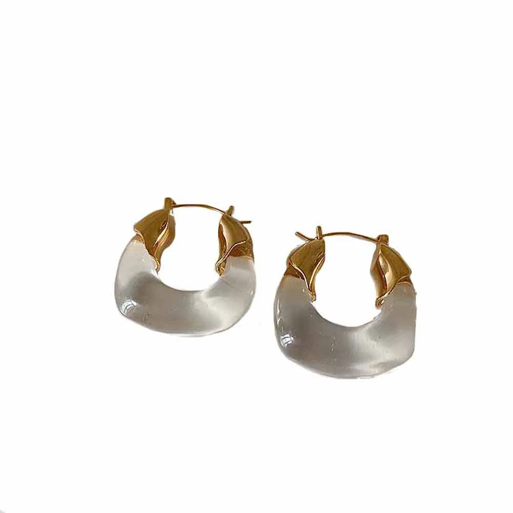 

In 2021 France Retro Exaggerated Geometry Transparent Resin Metal Earrings South Korea Women's Fashion Jewelry