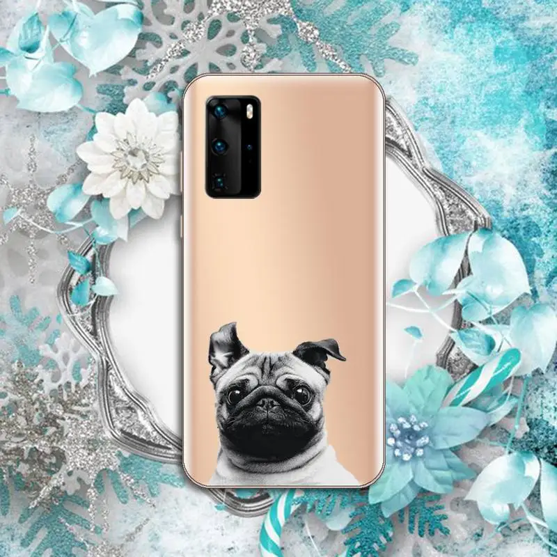 

Pug Dog French Bulldog cute animal Phone Case Transparent for Huawei P honor 8 10i 20 30 40 smart 2019