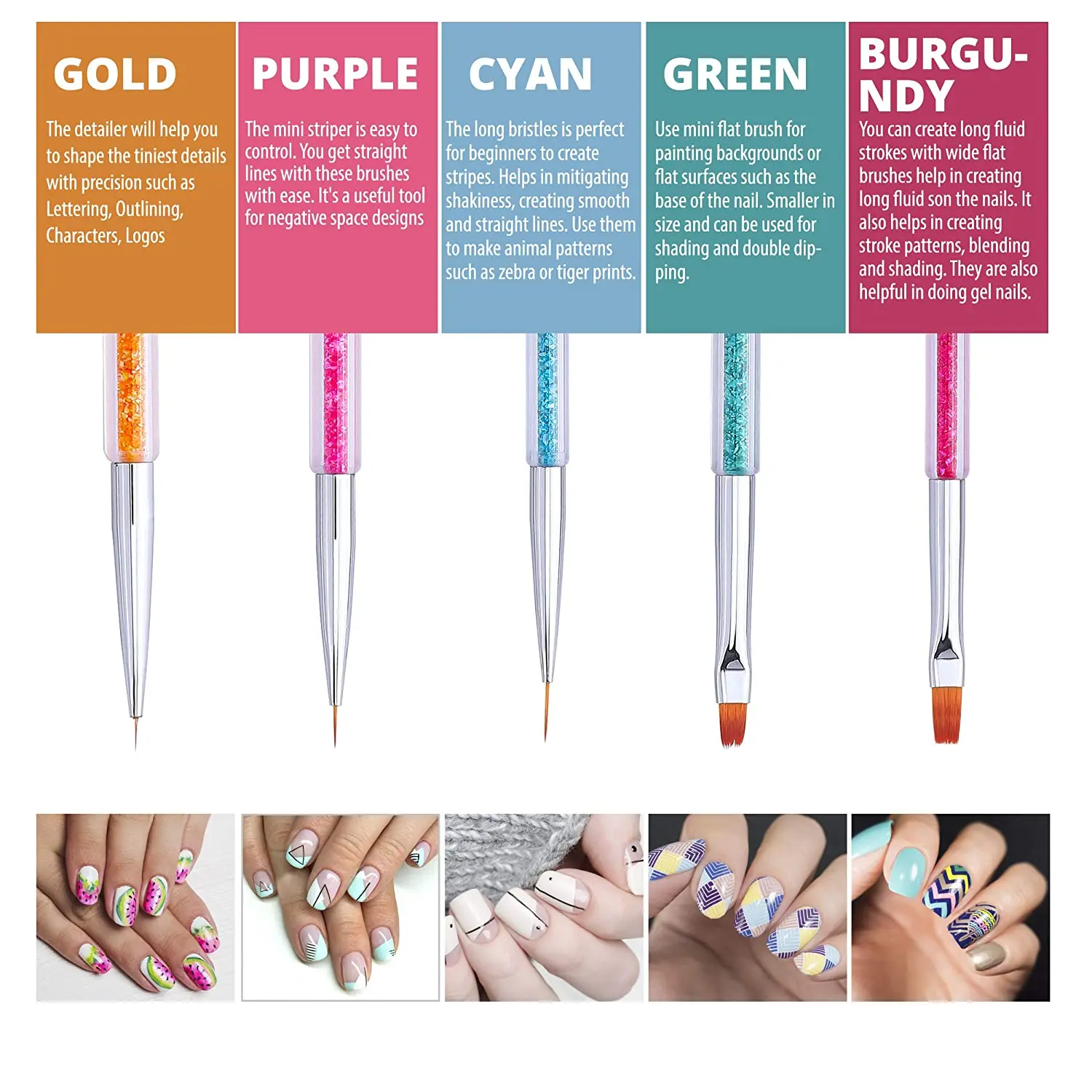 Профессиональные кисти для дизайна ногтей 5 шт./компл. набор инструментов точек