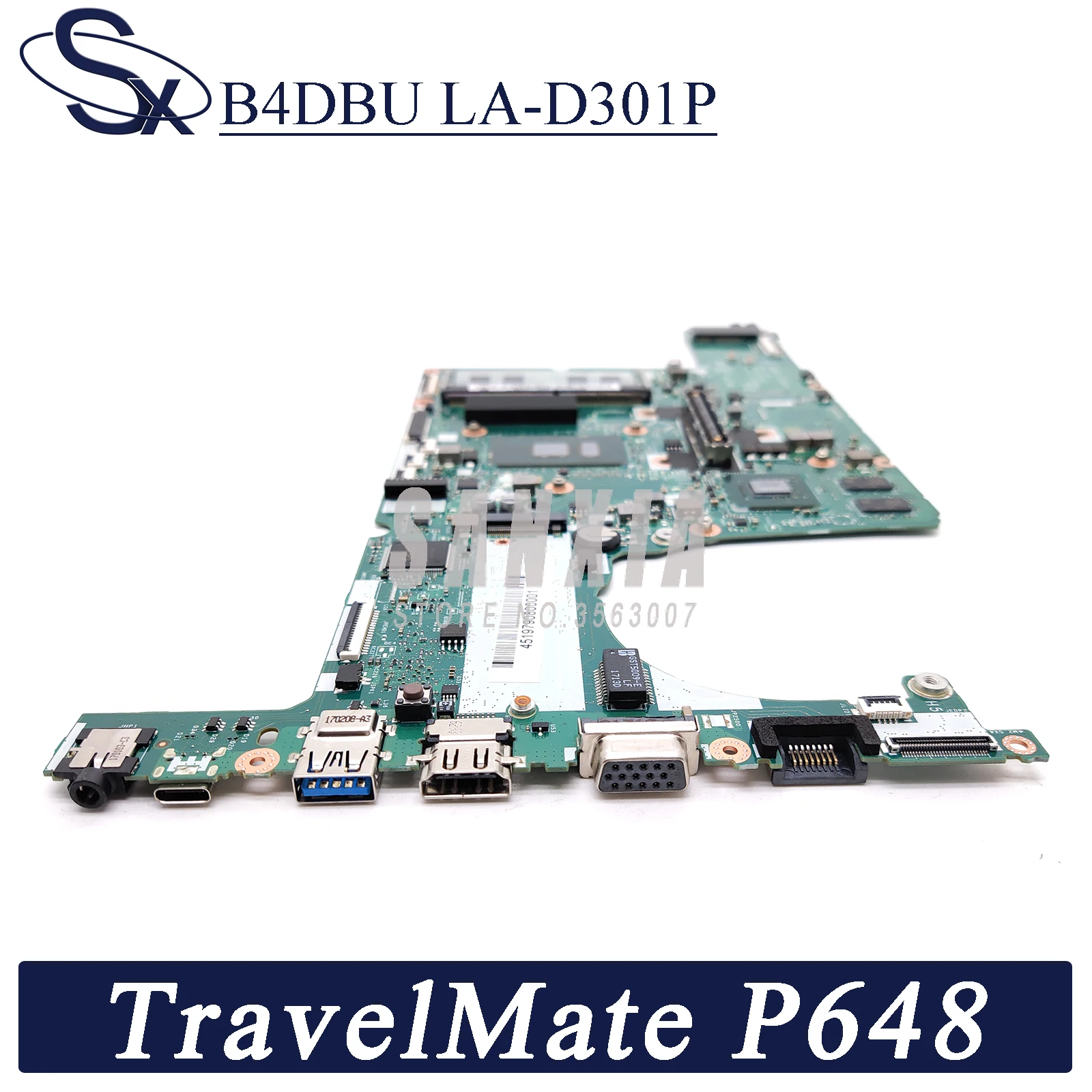 

KEFU B4DBU LA-D301P Laptop motherboard for Acer TravelMate P648 original mainboard Onboard 4GB-RAM I5-6200U GT940M