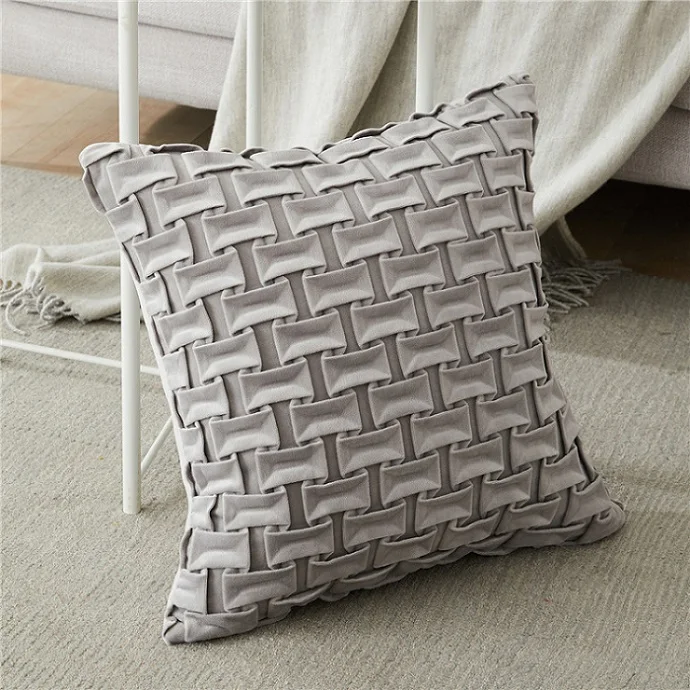 Light Gray Topfinel бархатные горизонтальные решетки чехлы на подушки наволочки Чехлы для подушек для дома диван стул декоративные наволочки - Цвет: Light Gray