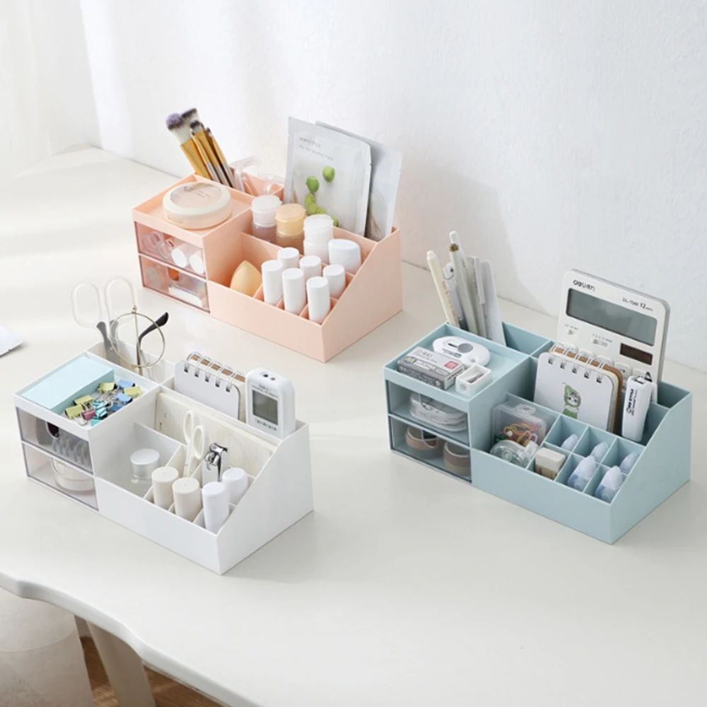 

Desktop Storage Box with Compartments Drawer Style Space-saving Case Organizer