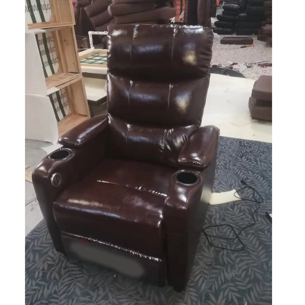 Кресло массажное электрическое с откидывающейся спинкой из натуральной