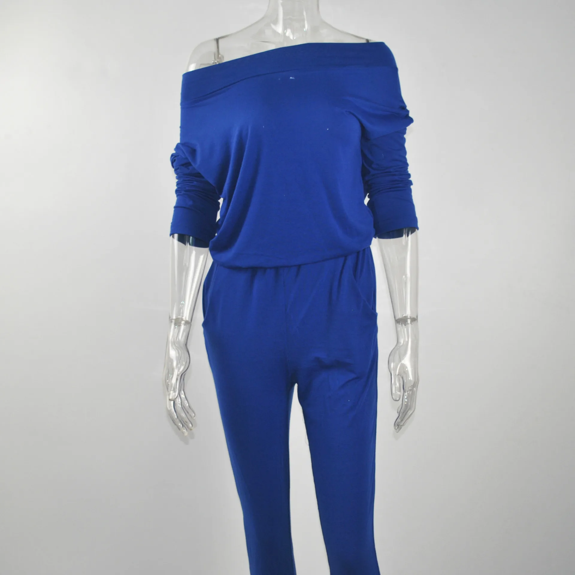 Женский комбинезон с длинным рукавом Модный повседневный Облегающий круглым