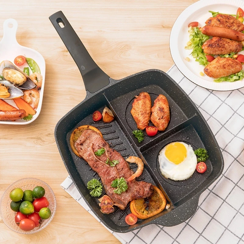 

3-in-1 Non Stick Frying Pan Crepe Maker Pan Cooking Wok Pot Korean Cookware Breakfast Egg Pan Skillet Kitchen Utensils Frying