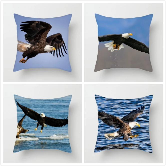 Fuwatacchi Raptor Bald Eagle Mountain Lake Pillow Cover Animal Cushion For Car Home Living Room Decorative Pillowcase 2019 | Дом и сад