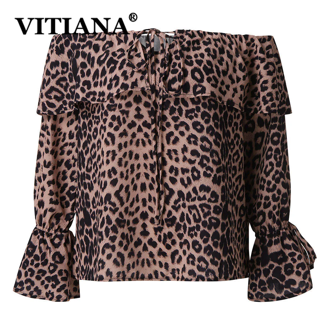 VITIANA Женская пляжная шифоновая блузка с расклешенным длинным рукавом вырезом