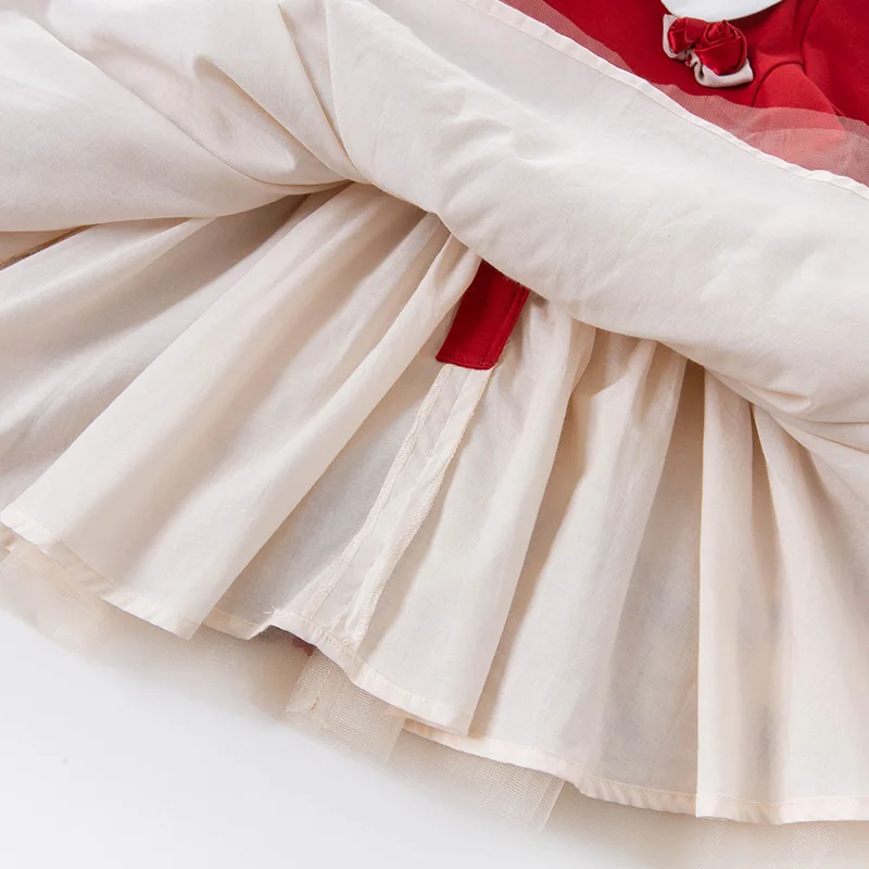 

DBM14392 dave bella autumn baby girl's cute floral embroidery mesh dress children fashion party dress kids infant lolita clothes